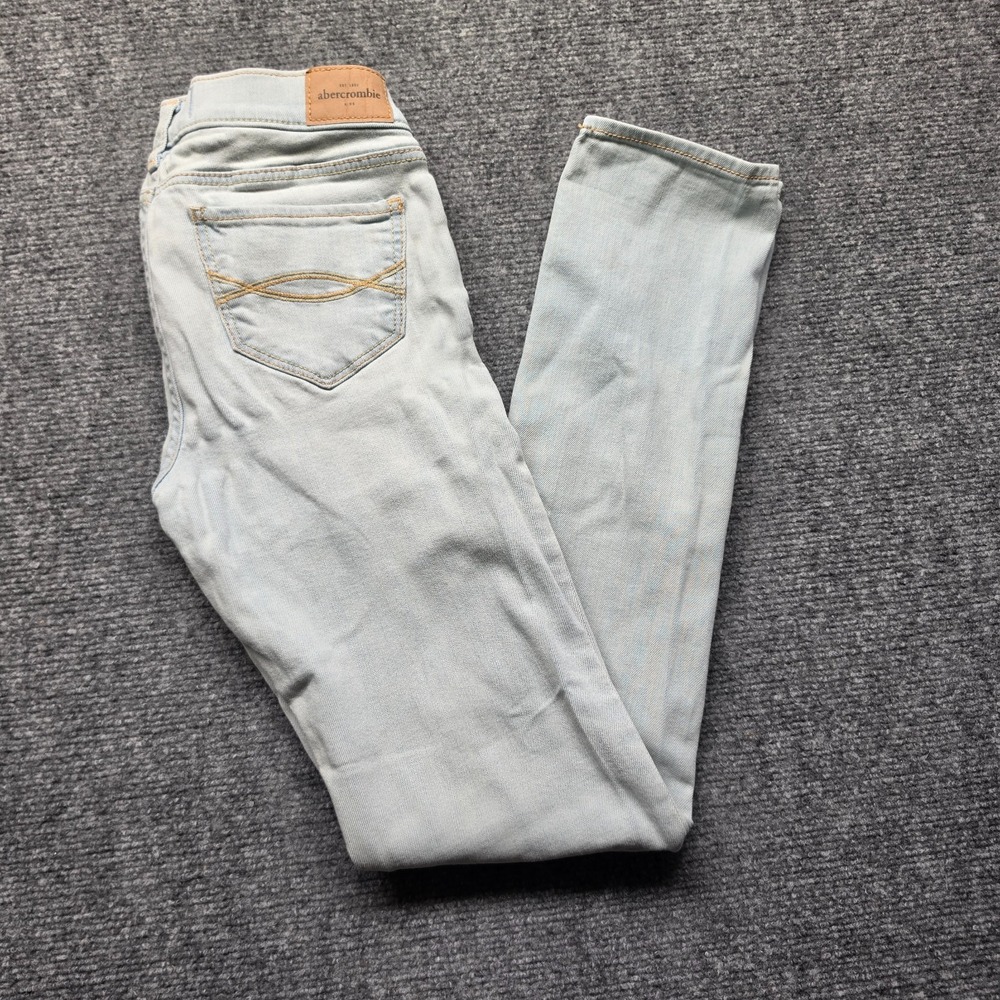 Abercrombie Kids Girls 16 Slim Light Wash Stretch Denim Jeans Low Rise 609018104